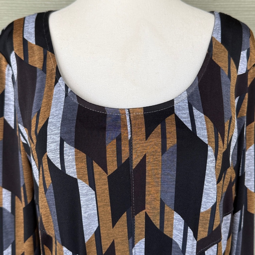 Rabbit Rabbit Rabbit Long Sleeve Geometric Print Swing Dress - Picture 2 of 11